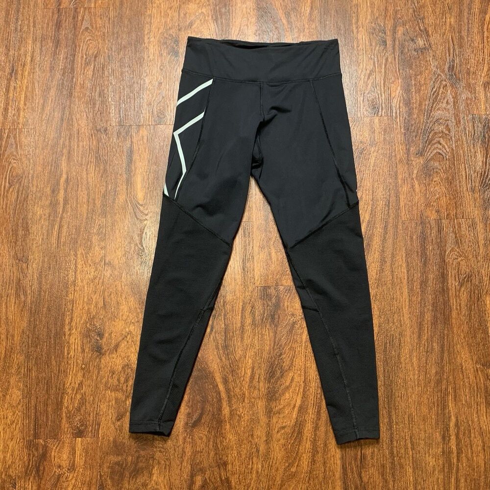 2XU Core Compression Tights Womens Sz S Black Mid Rise 7/8 Length